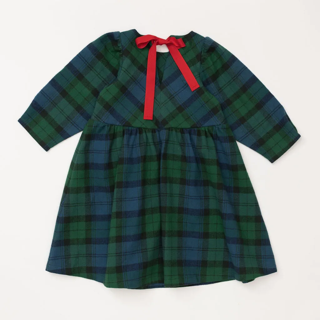 Birthday Dress in Evergreen Plaid