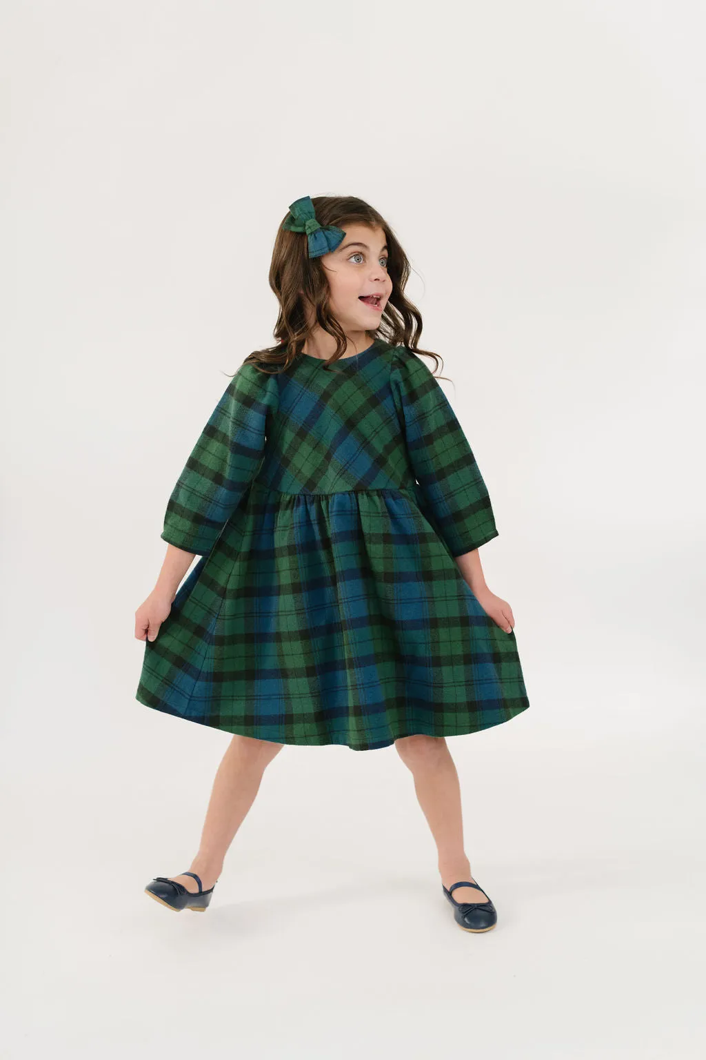 Birthday Dress in Evergreen Plaid