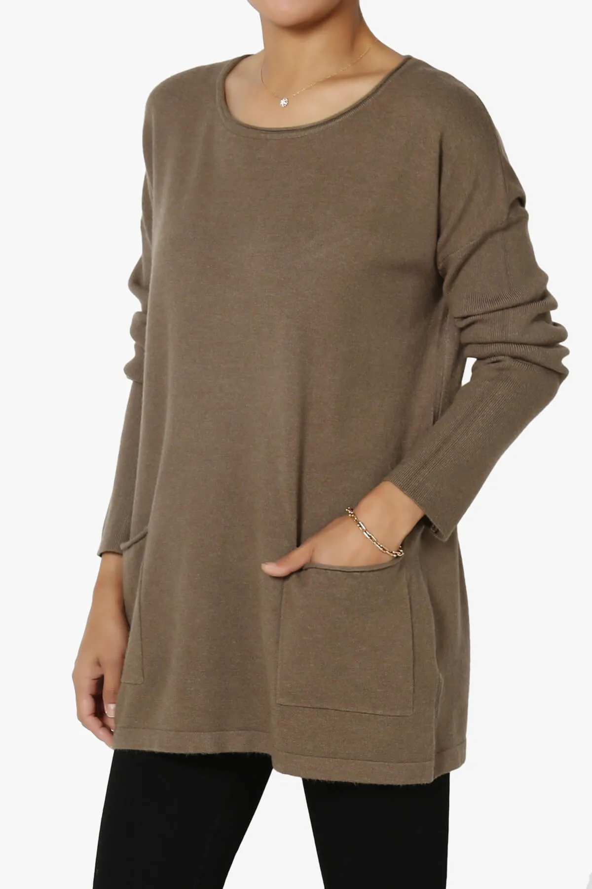 Brecken Pocket Long Sleeve Soft Knit Sweater Tunic