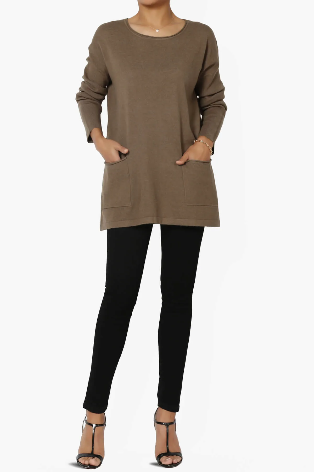 Brecken Pocket Long Sleeve Soft Knit Sweater Tunic