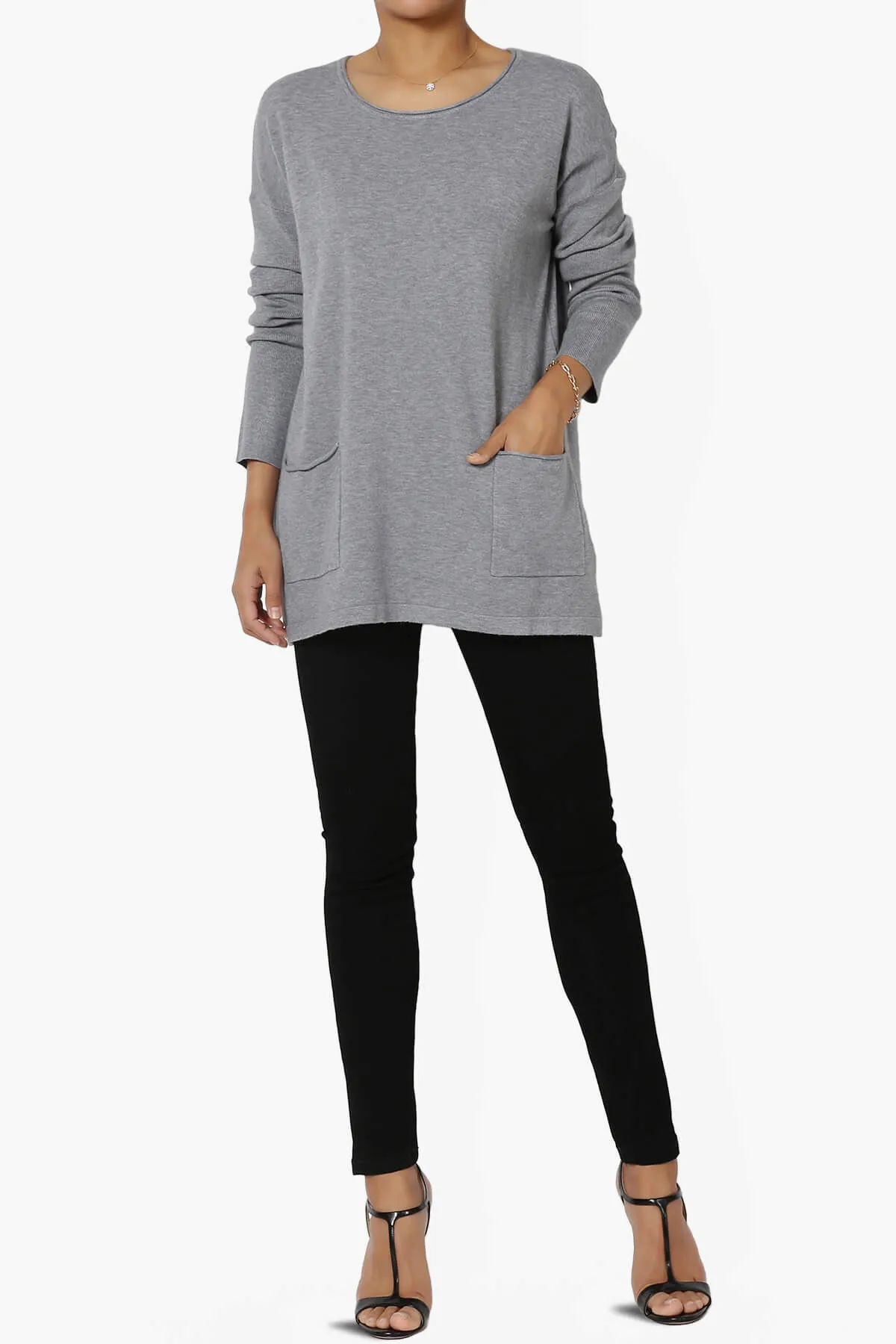 Brecken Pocket Long Sleeve Soft Knit Sweater Tunic