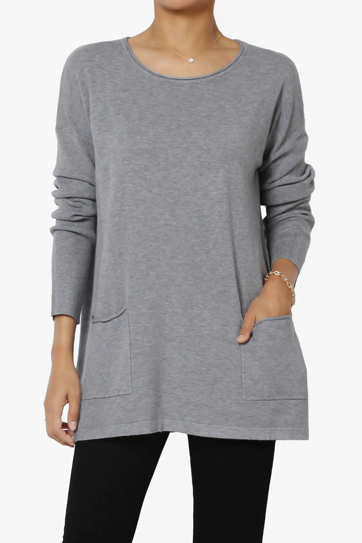 Brecken Pocket Long Sleeve Soft Knit Sweater Tunic