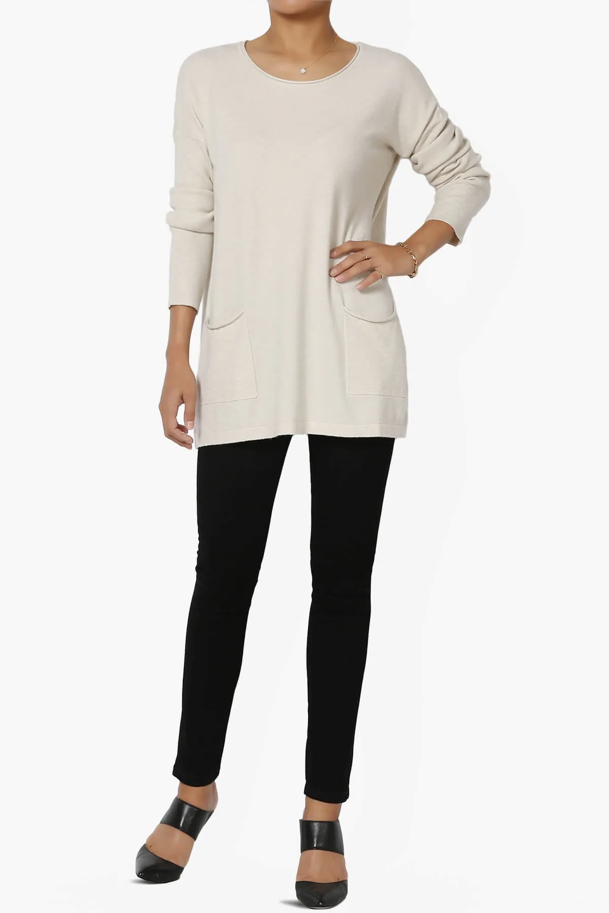 Brecken Pocket Long Sleeve Soft Knit Sweater Tunic