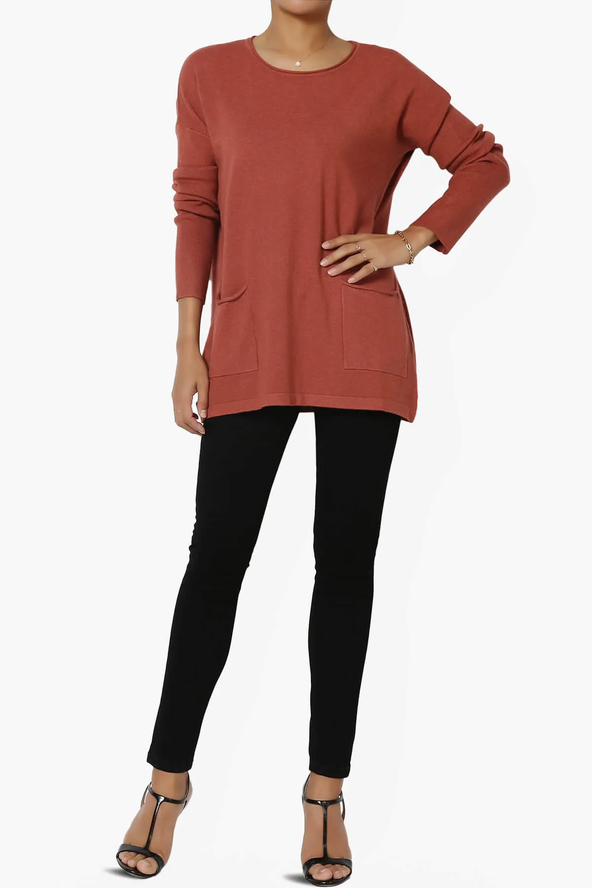 Brecken Pocket Long Sleeve Soft Knit Sweater Tunic