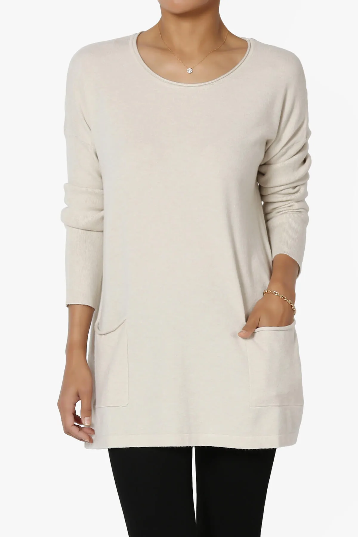 Brecken Pocket Long Sleeve Soft Knit Sweater Tunic