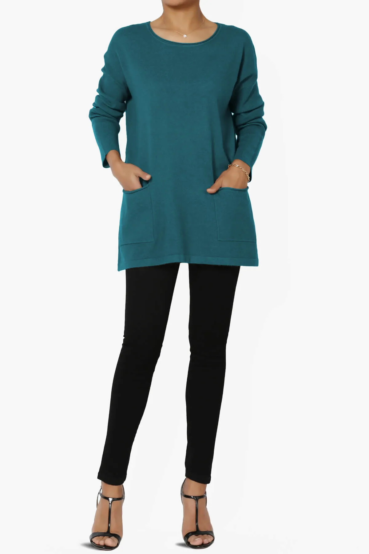 Brecken Pocket Long Sleeve Soft Knit Sweater Tunic