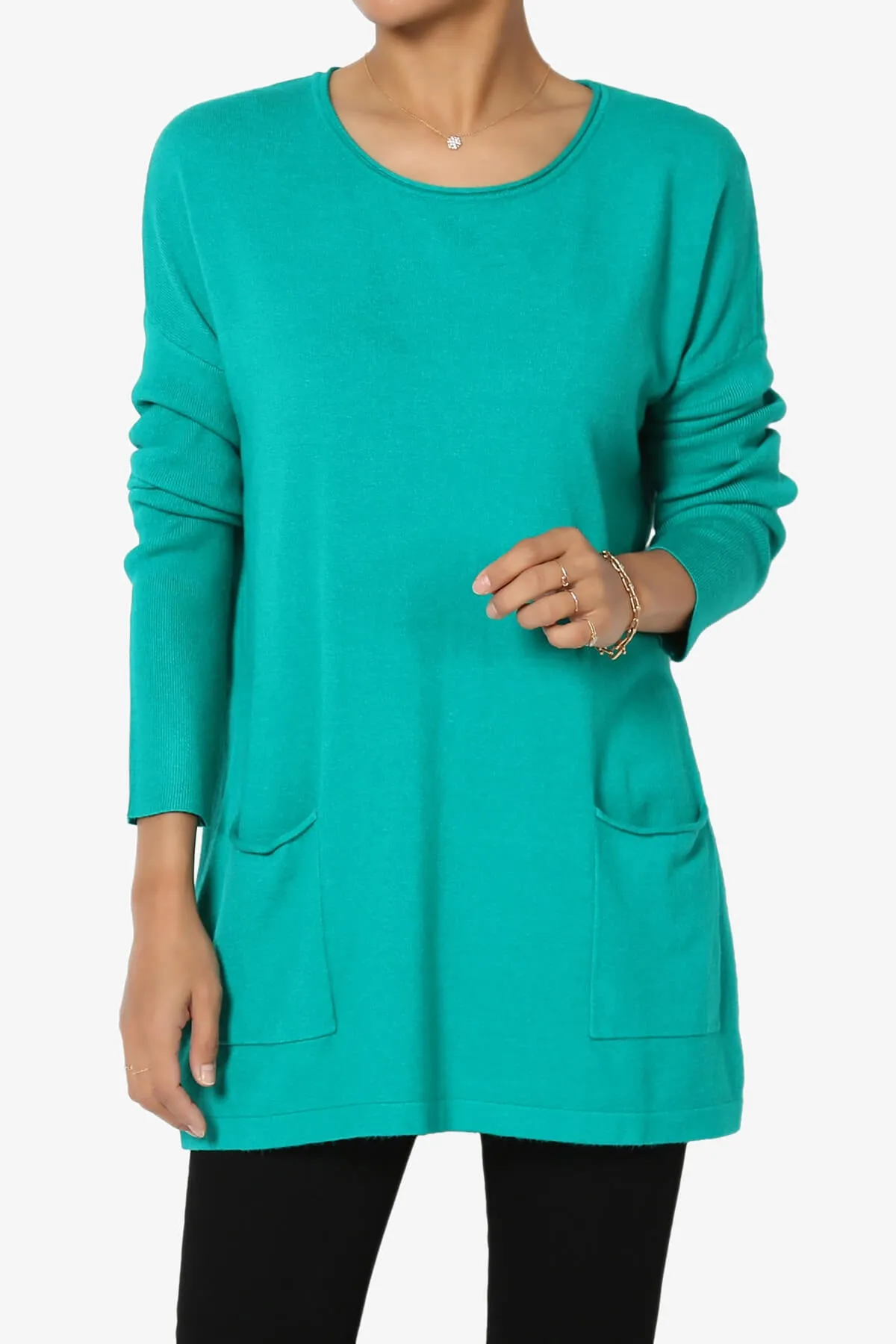 Brecken Pocket Long Sleeve Soft Knit Sweater Tunic