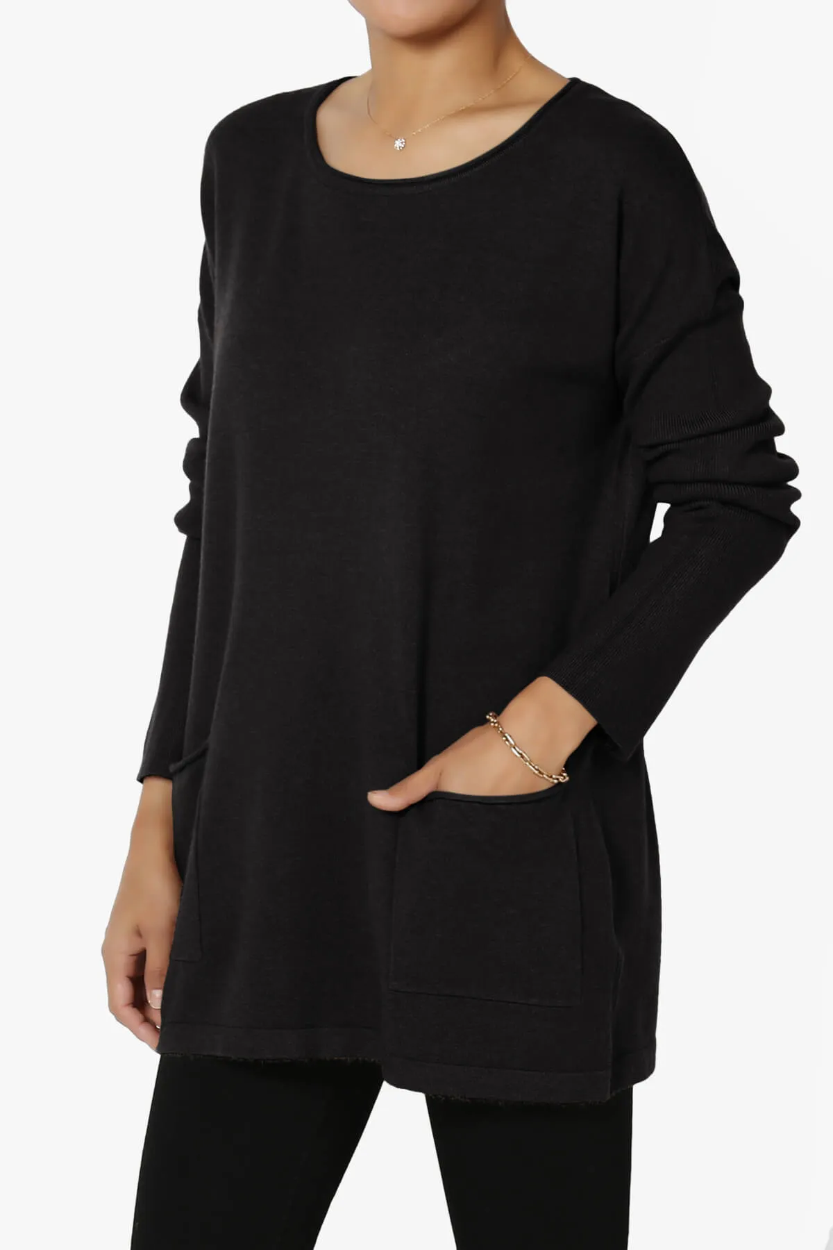 Brecken Pocket Long Sleeve Soft Knit Sweater Tunic