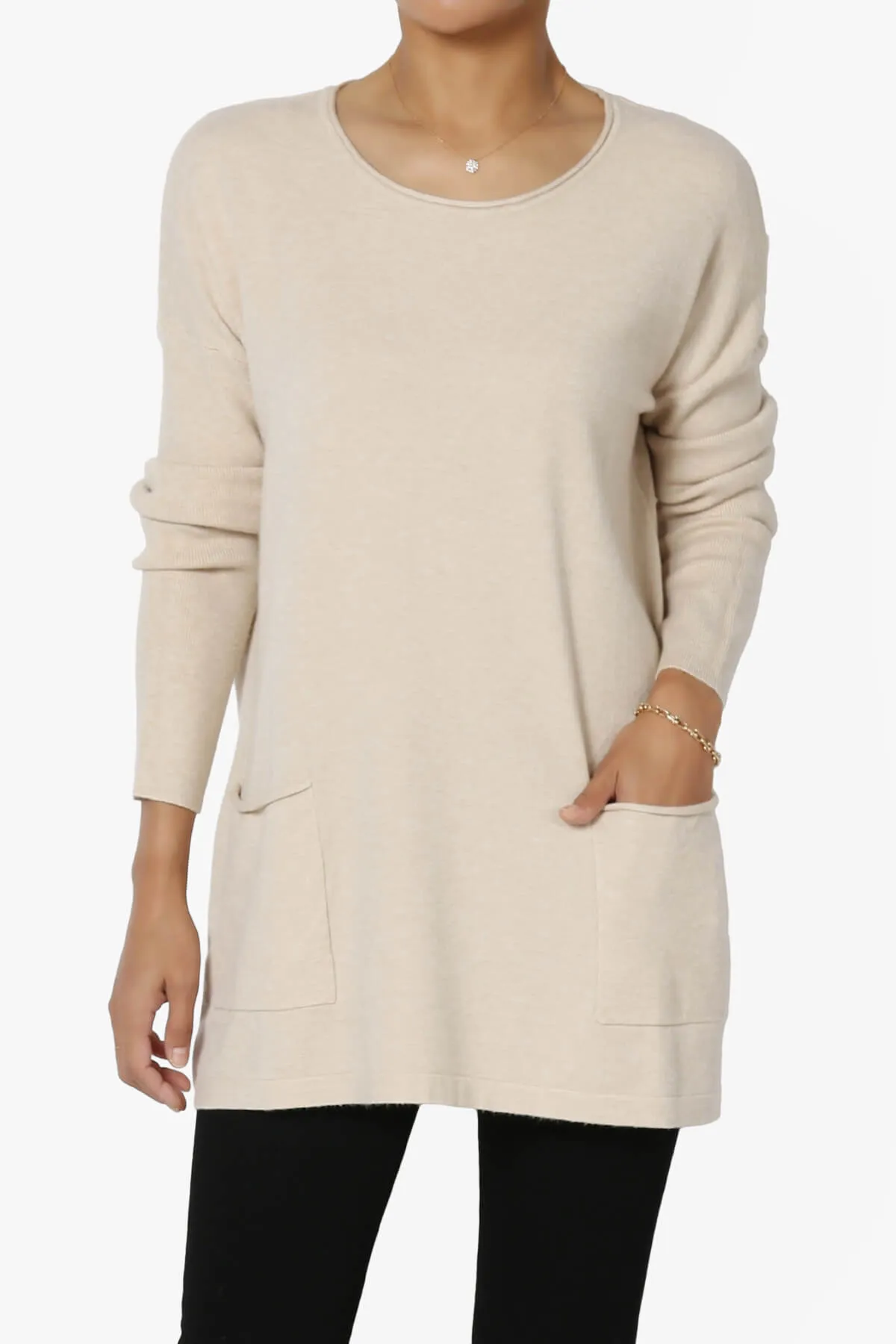 Brecken Pocket Long Sleeve Soft Knit Sweater Tunic