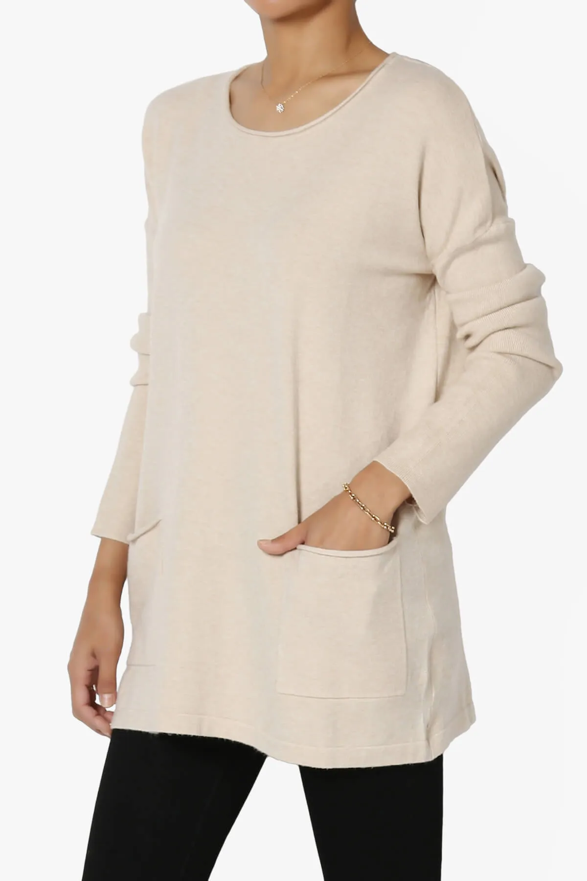 Brecken Pocket Long Sleeve Soft Knit Sweater Tunic