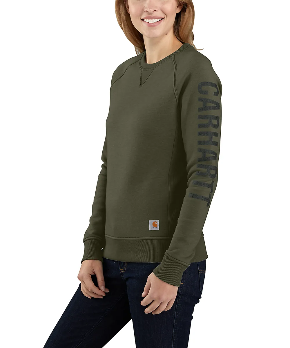 Carhartt Women's Midweight Logo Crew Neck Sweatshirt - Basil Heather