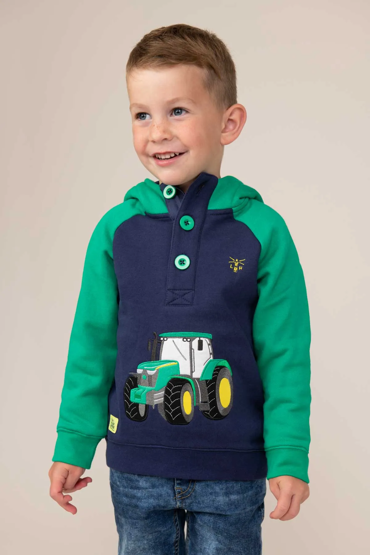 Jack Hoodie - Green Tractor Applique