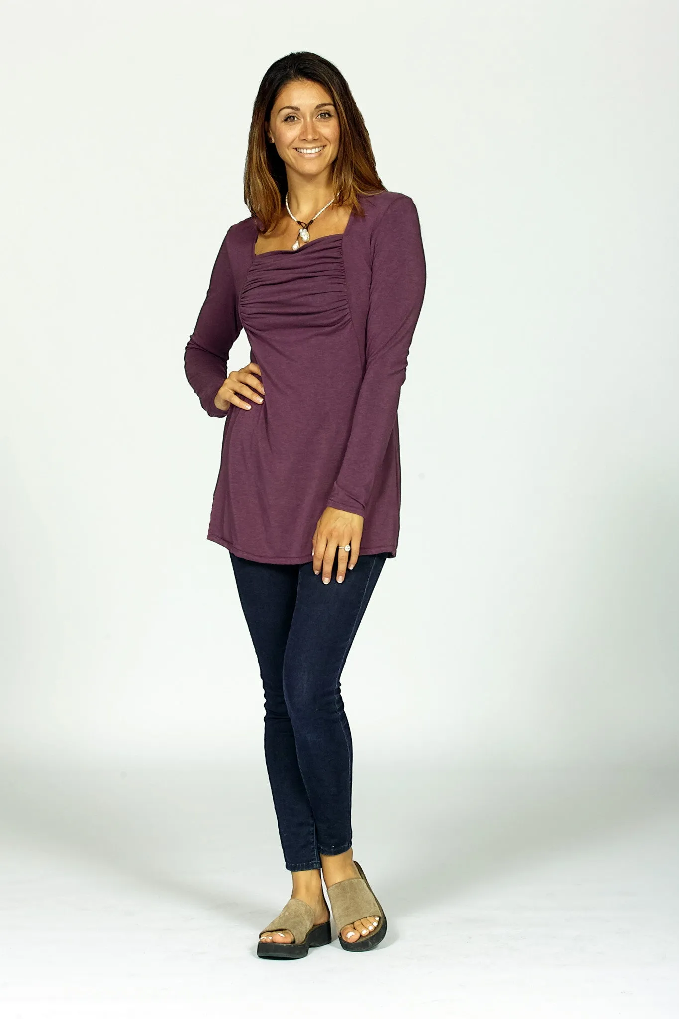 knit gathered front tunic