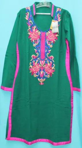 Kurti 5525 Green Blouse Kameez Tunic Shirt Winter Wear Shieno Sarees