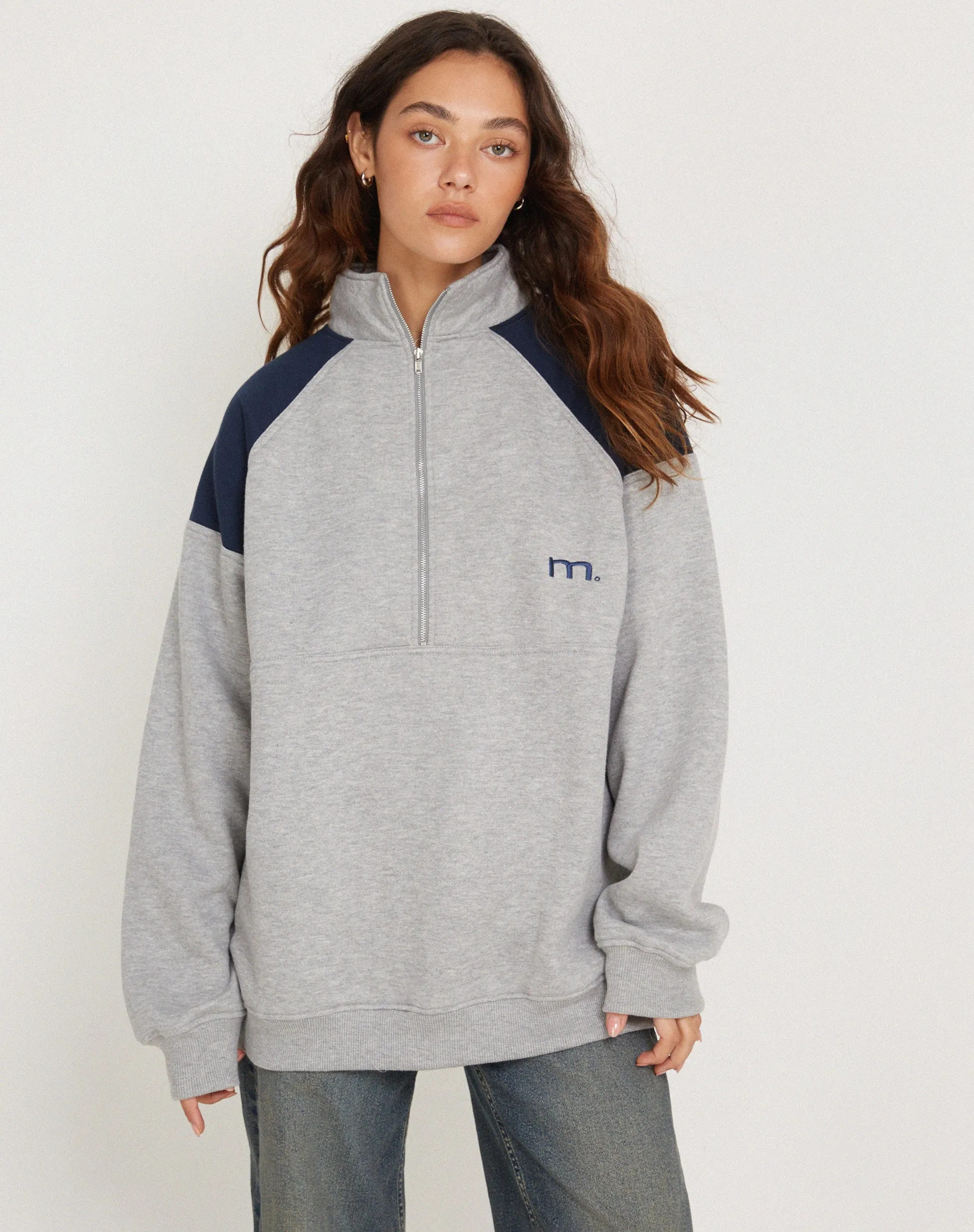 Laksa Sweatshirt in Grey and Marl Navy