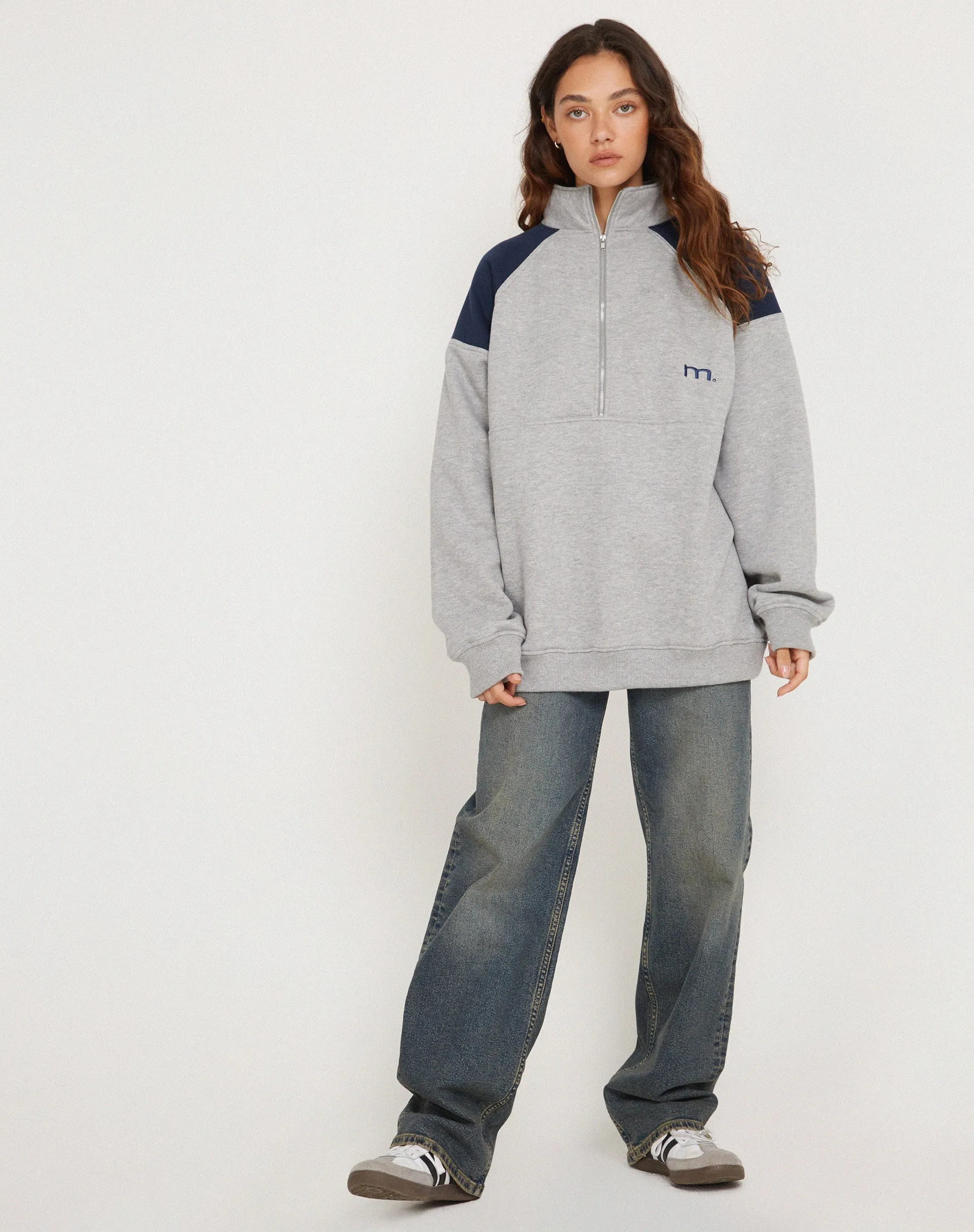 Laksa Sweatshirt in Grey and Marl Navy