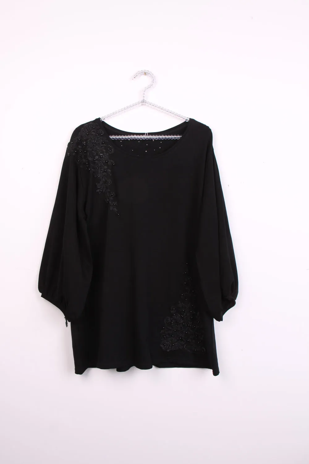 Long Sleeve Tunic Top with Floral Embroidery