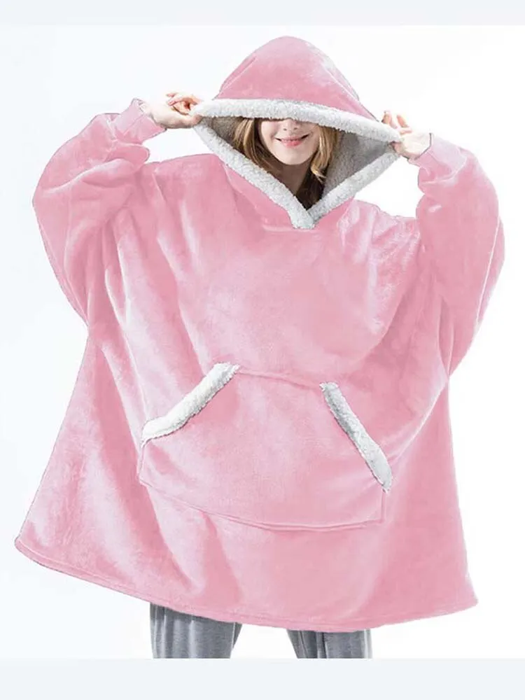 Oversized Hoodie Sweatshirts Women Blanket with Sleeves Winter Hooded Fleece Sweatshirts Giant TV Blanket Damska Sudadera Mujer