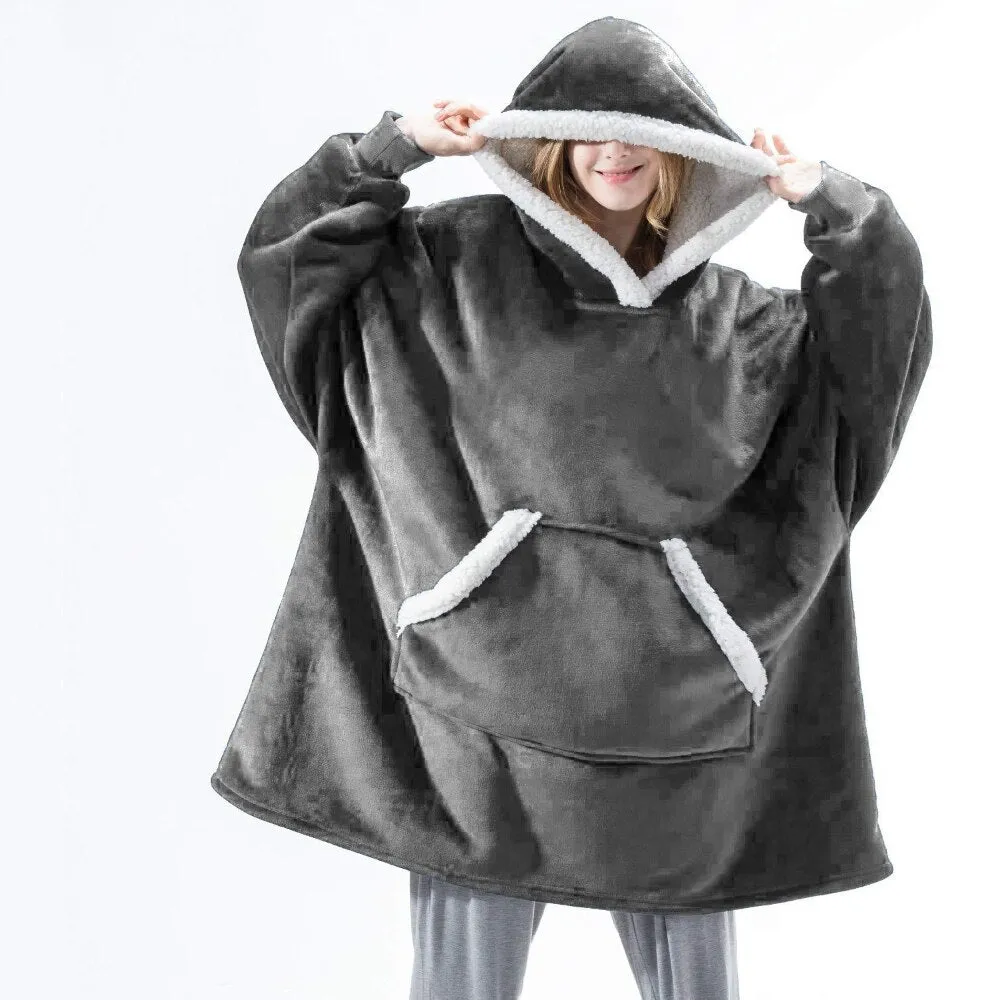 Oversized Hoodie Sweatshirts Women Blanket with Sleeves Winter Hooded Fleece Sweatshirts Giant TV Blanket Damska Sudadera Mujer