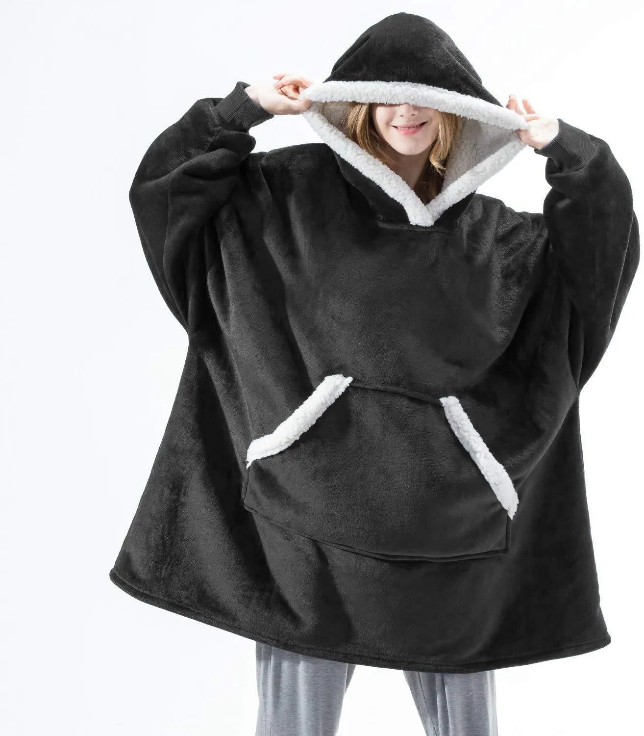 Oversized Hoodie Sweatshirts Women Blanket with Sleeves Winter Hooded Fleece Sweatshirts Giant TV Blanket Damska Sudadera Mujer