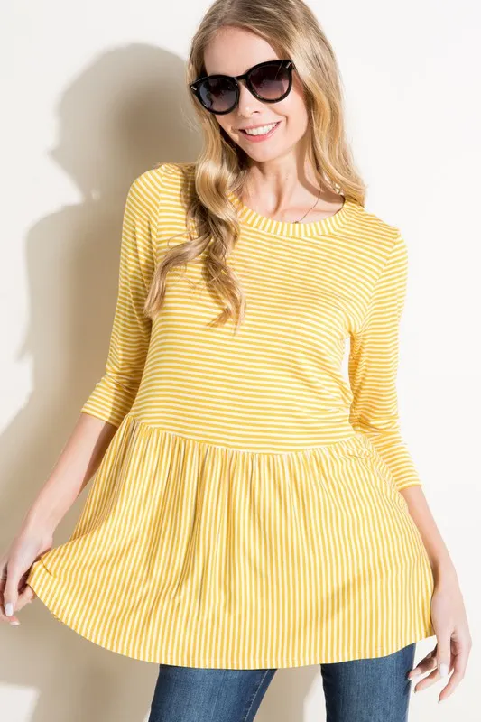 Pin Stripe Babydoll Tunic Top