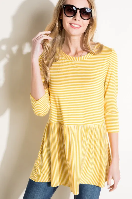 Pin Stripe Babydoll Tunic Top