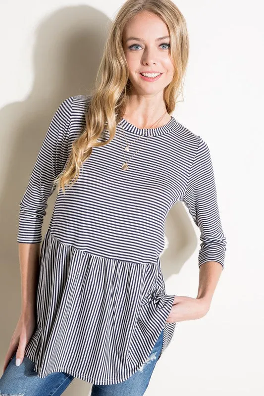 Pin Stripe Babydoll Tunic Top