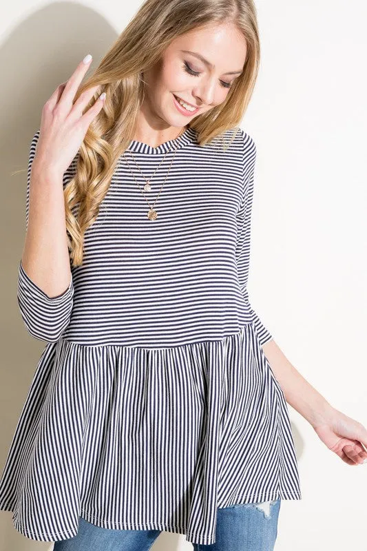 Pin Stripe Babydoll Tunic Top