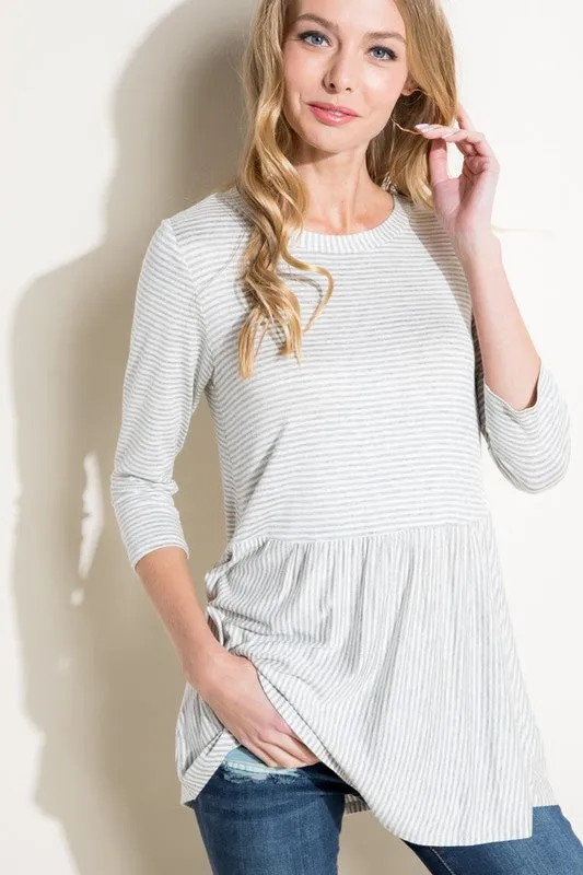 Pin Stripe Babydoll Tunic Top