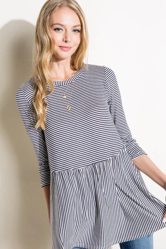 Pin Stripe Babydoll Tunic Top