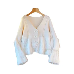 Pre Order:  Double Breasted Feather Cardigan Sweater