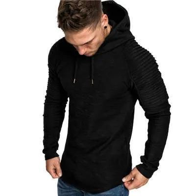 Premium Pleated Sleeve Long Fleece Hoodie