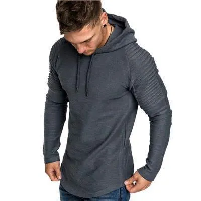 Premium Pleated Sleeve Long Fleece Hoodie