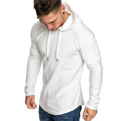 Premium Pleated Sleeve Long Fleece Hoodie