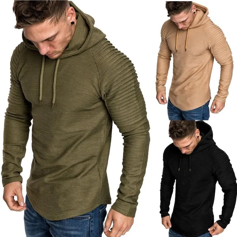 Premium Pleated Sleeve Long Fleece Hoodie