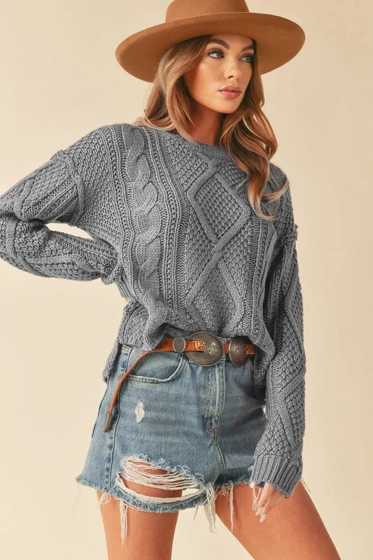 Relaxed Fit Adela Cable Knit Sweater