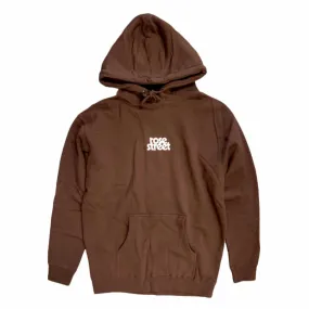 Rose Street Emb Stacked Logo Hoodie: Cream/Brown