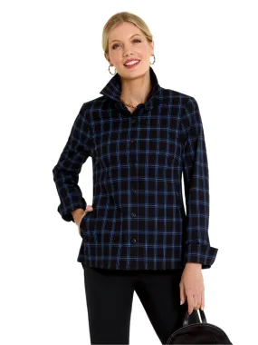 Seersucker Plaid Shirt Tunic With Back Buttons