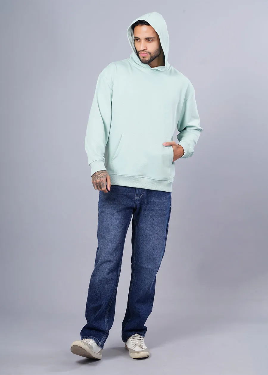 Solid Men Drop Shoulder Premium Terry Hoodie - Mint Green