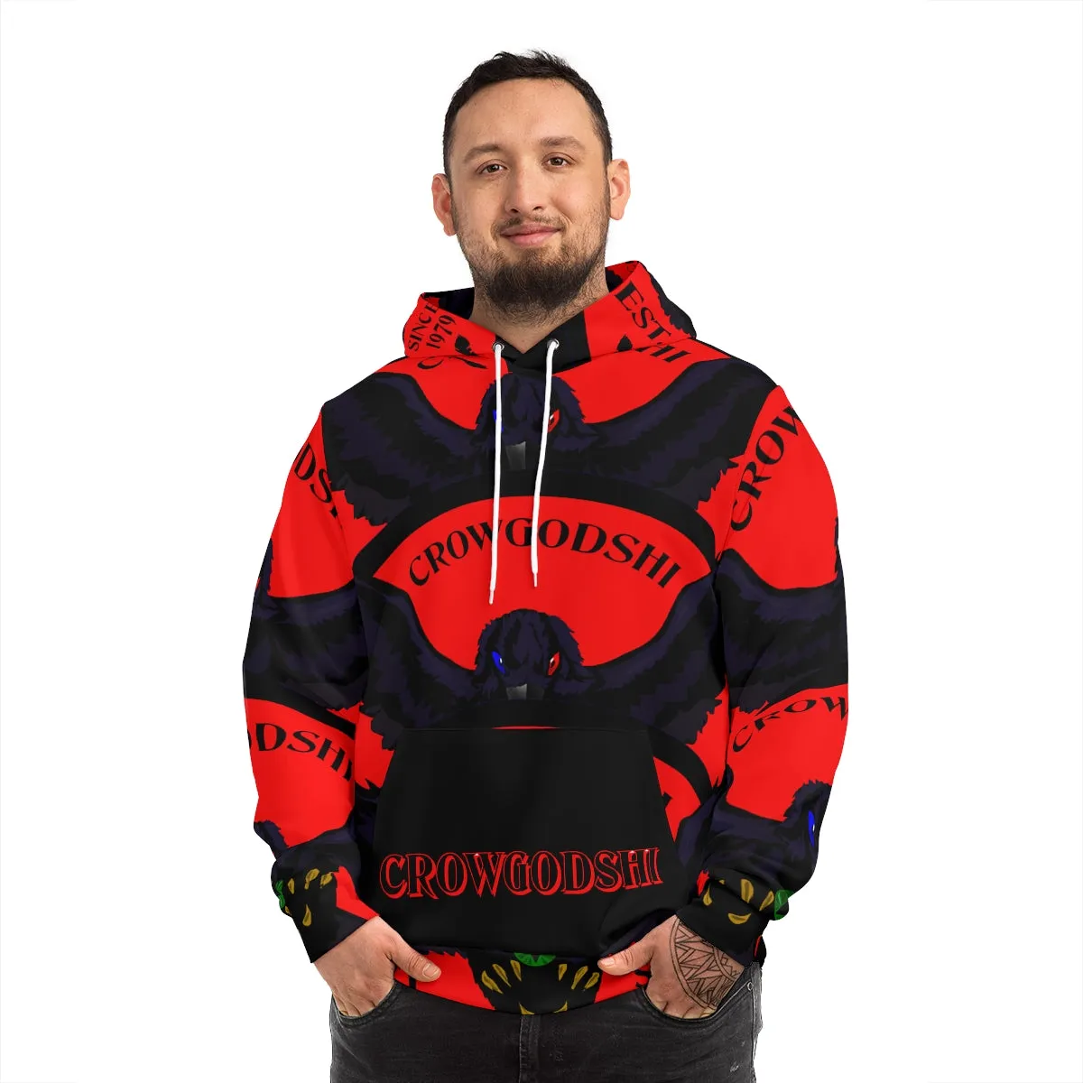 Special Edition Crowgodshi Designer Hoodie, RED LOGO