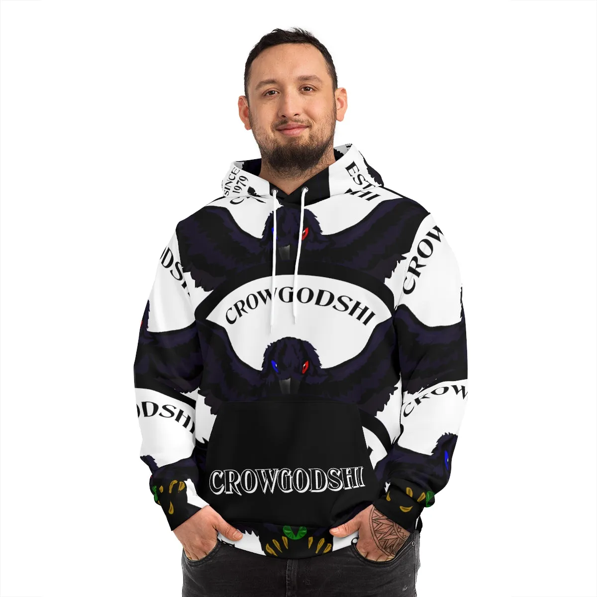 Special Edition Crowgodshi Designer Hoodie, WHITE LOGO