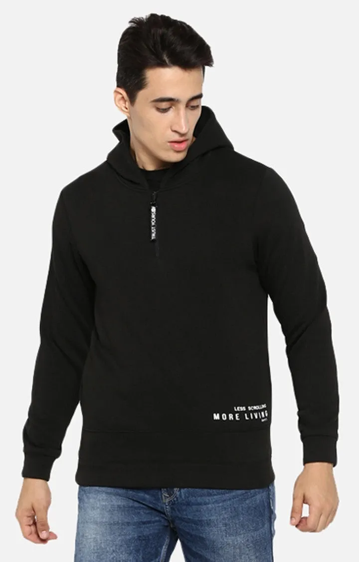 Spykar Black Cotton Regular Fit Sweatshirt For Men