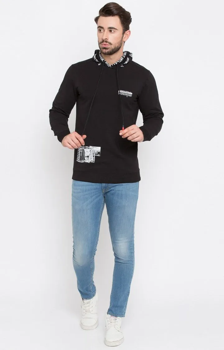 Spykar Black Solid Slim Fit Hoodies