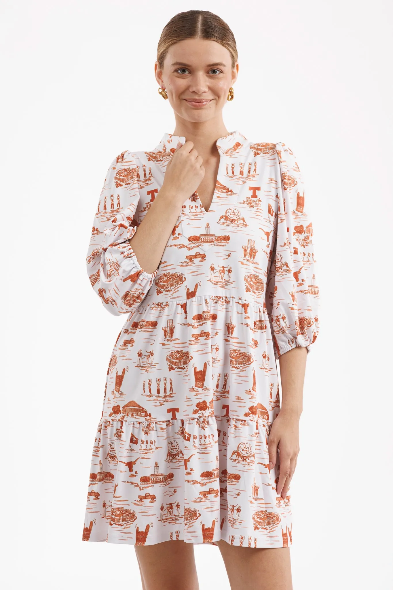 Texas Gameday Toile Tory Dress - Tailgate Collection for Stylish Sports Events