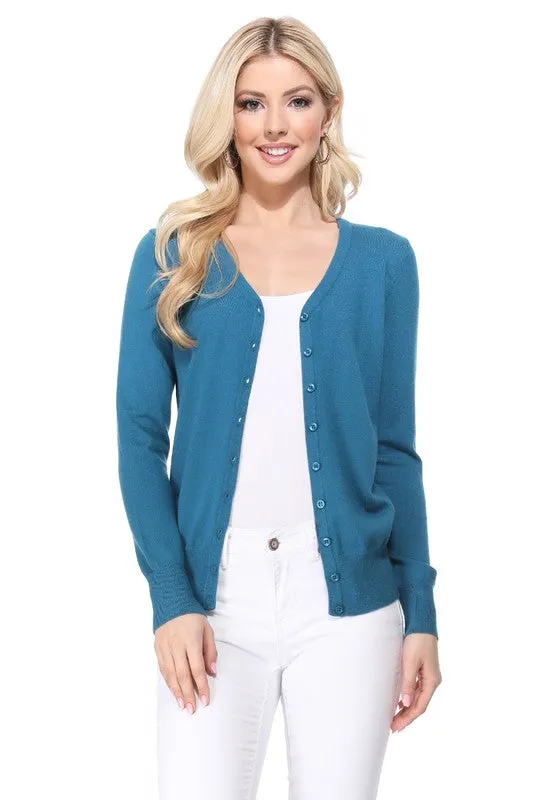 V-Neck Button Down Knit Cardigan Sweater