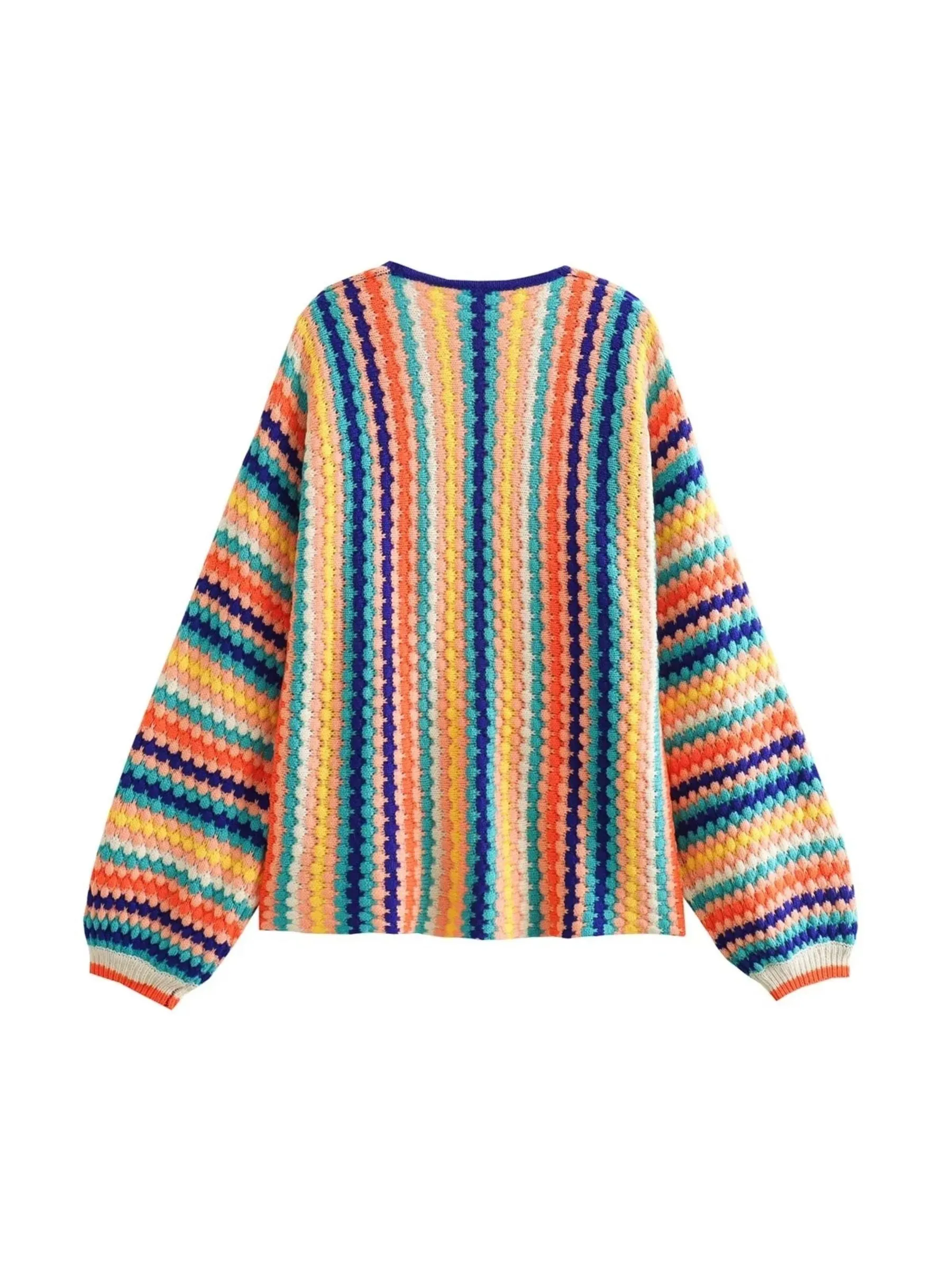 Yael Rainbow Striped Knit Cardigan